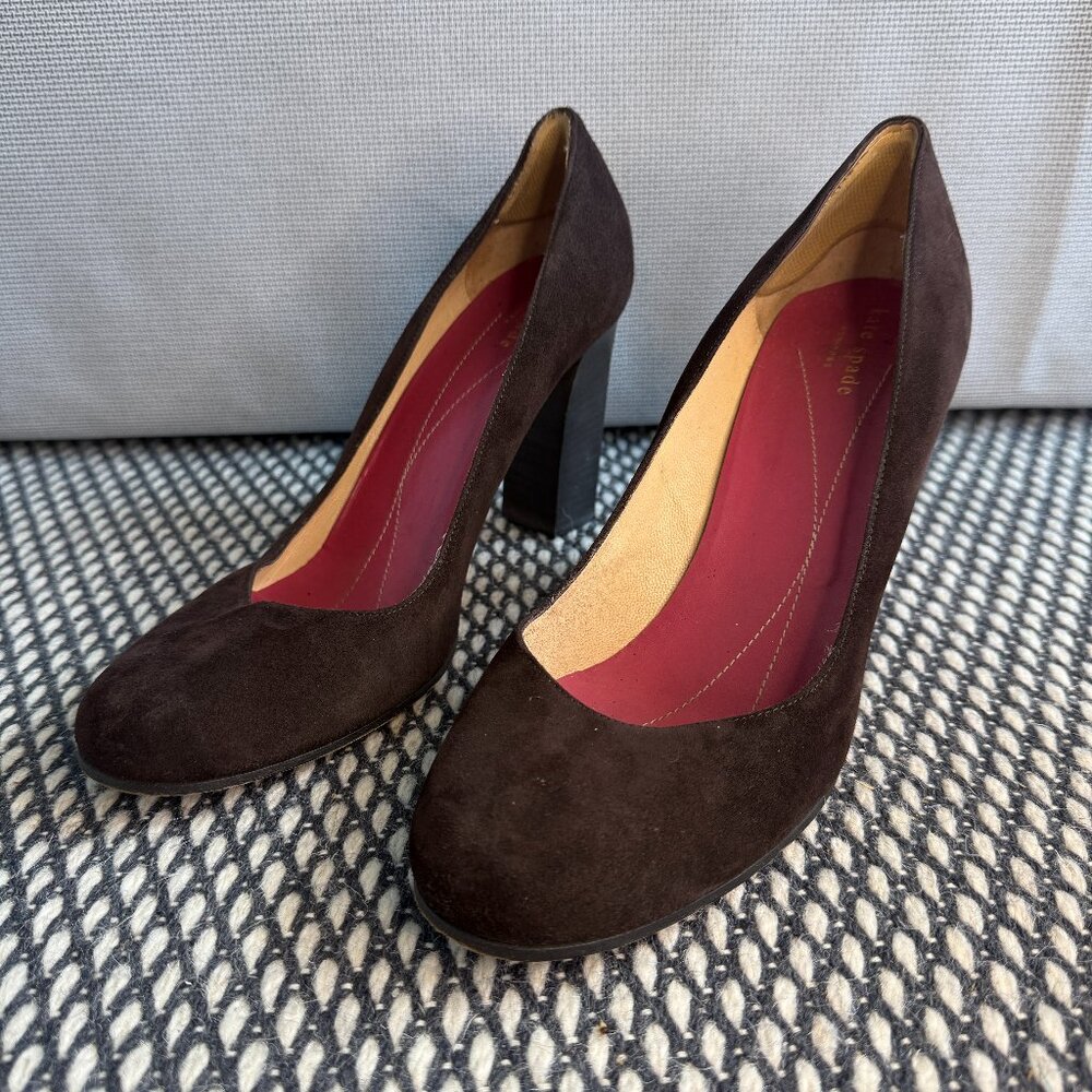 Kate Spade Brown Suede Pumps | Size 10 | Block Heel | Classic Style